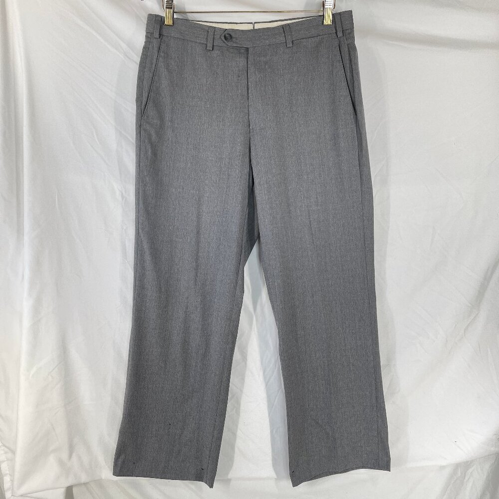 Men’s J. Hilburn Custom Guabello Wool Fabric Dress Pants Sz 32x28 Grey Chambray